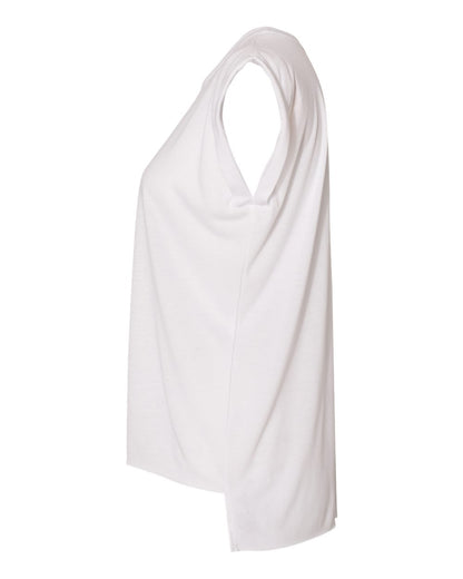 BELLA + CANVAS Women’s Flowy Rolled Cuffs Muscle Tee 8804 #color_White