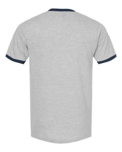 Tultex Fine Jersey Ringer T-Shirt 246 #color_Heather Grey/ Navy