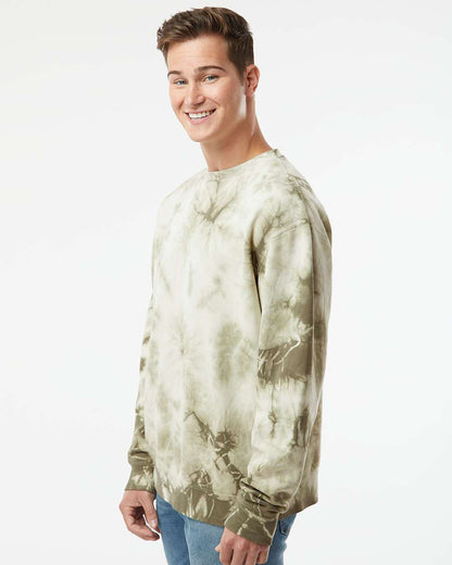 Independent Trading Co. Midweight Tie-Dyed Crewneck Sweatshirt PRM3500TD #colormdl_Tie Dye Olive