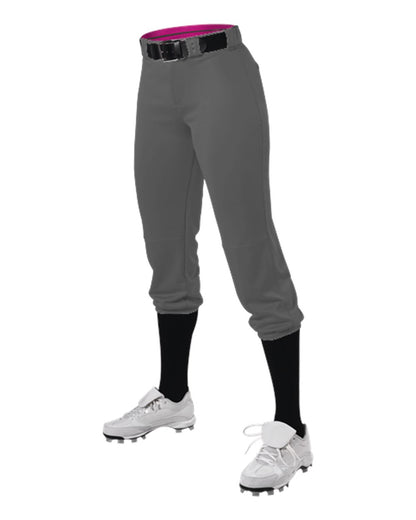 Alleson Athletic Girls' Belted Speed Premium Fastpitch Pants 615PSG #color_Charcoal