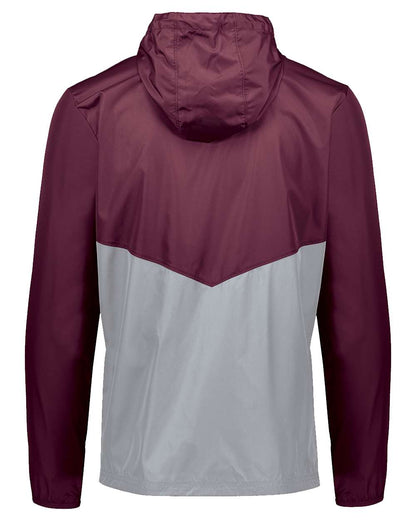 Holloway Men's Packable Quarter-Zip Jacket 229534 #color_Maroon/ Athletic Grey