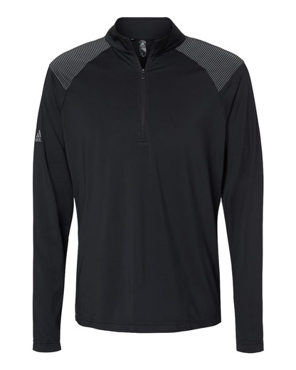 Adidas Shoulder Stripe Quarter-Zip Pullover A520 #color_Black