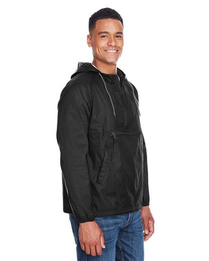 Harriton Unisex Packable Hooded Nylon Jacket M750 #colormdl_Black