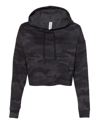 Independent Trading Co. Women’s Lightweight Crop Hooded Sweatshirt AFX64CRP #color_Black Camo