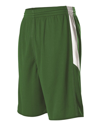 Alleson Athletic Single Ply Reversible Basketball Shorts 589PSP #color_Kelly/ White