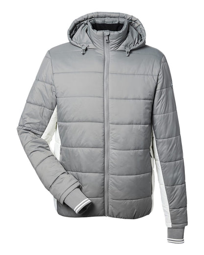 Nautica Men's Nautical Mile Hooded Puffer Jacket N17186 #color_Graphite/ Antique White