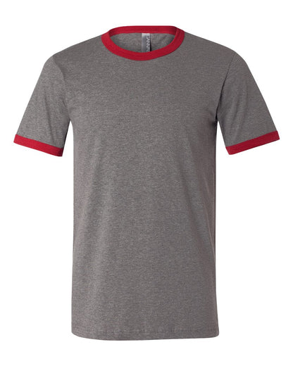 BELLA + CANVAS Men's Jersey Heather Ringer Tee 3055 #color_Deep Heather/ Cardinal