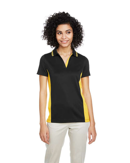 Harriton Women's Flash Snag Protection Plus IL Colorblock Polo M386W #colormdl_Black/ Sunray Yellow