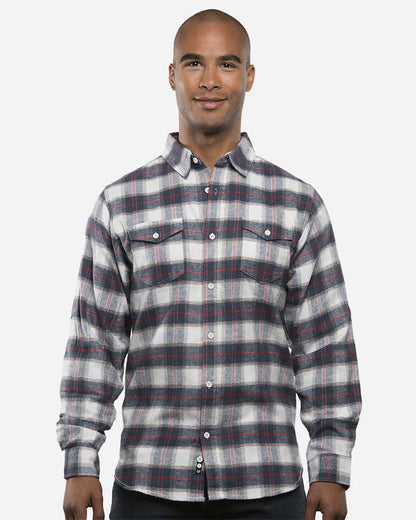 Burnside Men's Yarn-Dyed Flannel Shirt 8210 #colormdl_White/ Red