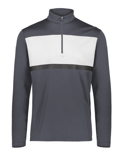 Holloway Men's Dry-Excel™ Prism Bold Quarter-Zip Pullover 222591 #color_Carbon/ White