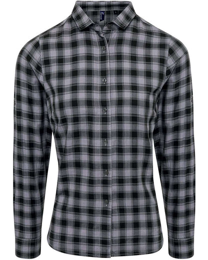 Artisan Collection by Reprime Women's Mulligan Check Cotton Dress Shirt RP350 #color_Steel/ Black