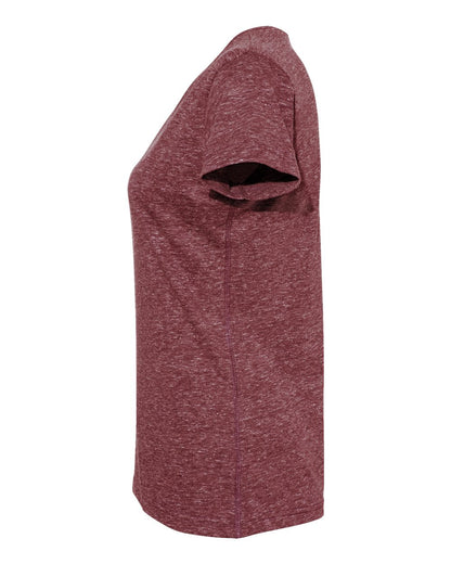 LAT Women's Harborside Mélange V-Neck Tee 3591 #color_Burgundy Melange