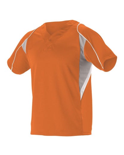 Alleson Athletic Youth Two Button Henley Baseball Jersey 529Y #color_Orange/ Grey/ White