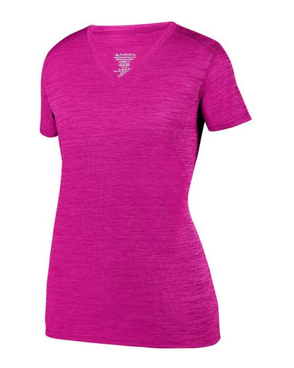 Augusta Sportswear Women's Shadow Tonal Heather Training V-Neck T-Shirt 2902 #color_Power Pink