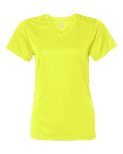 Badger Women’s B-Core V-Neck T-Shirt 4162 #color_Safety Yellow