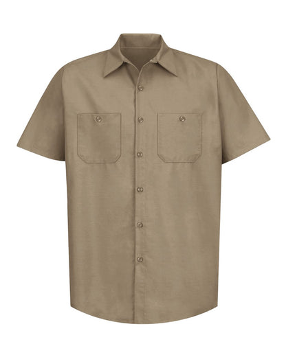 Red Kap Men's Industrial Short Sleeve Work Shirt SP24 #color_Khaki