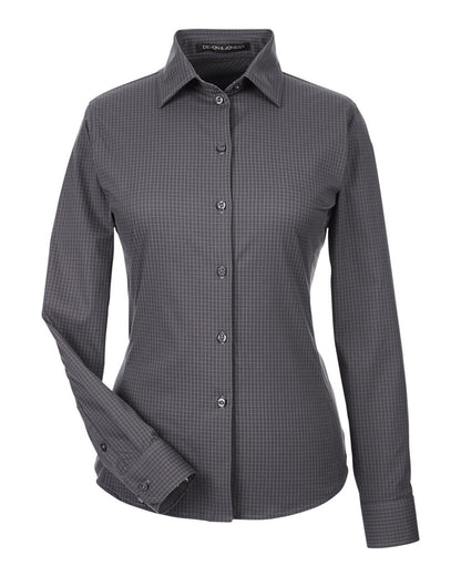 Devon & Jones Women's CrownLux Performance® Tonal Mini Check Woven Dress Shirt DG535W #color_Carbon