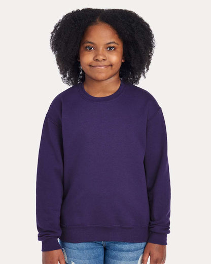JERZEES Youth NuBlend® Crewneck Sweatshirt 562BR #colormdl_Deep Purple