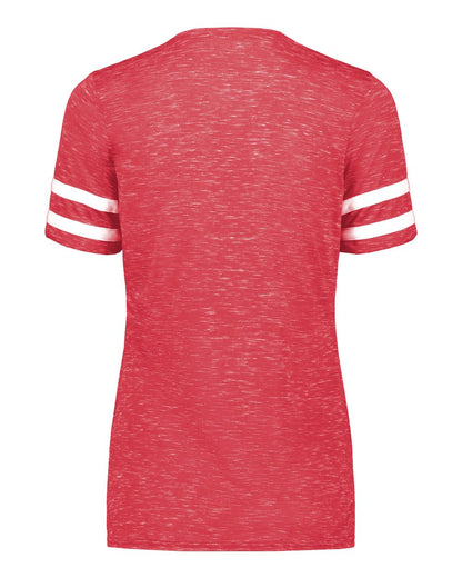 Holloway Women's Eco Revive™ Monterey V-Neck T-Shirt 223245 #color_Scarlet Heather/ White
