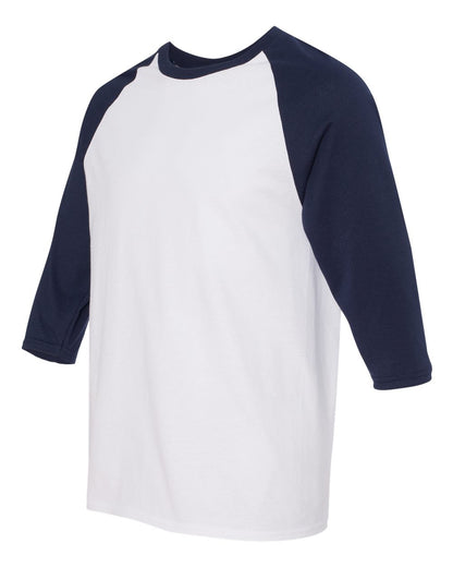 Gildan Heavy Cotton™ Raglan Three-Quarter Sleeve T-Shirt 5700 #color_White/ Navy