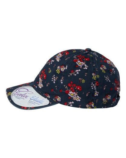 Infinity Her Women's Garment-Washed Fashion Print Cap HATTIE #color_Dark Navy/ Floral