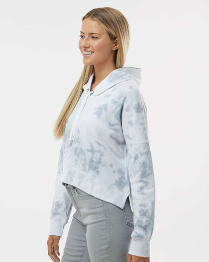 J. America Women's Crop Hooded Sweatshirt 8853 #colormdl_Grey Tie Dye