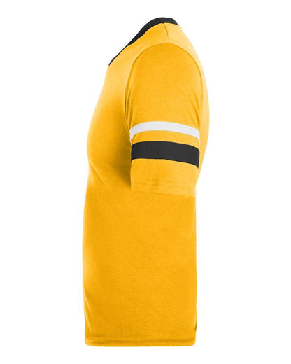 Augusta Sportswear V-Neck Jersey with Striped Sleeves 360 #color_Gold/ Black/ White