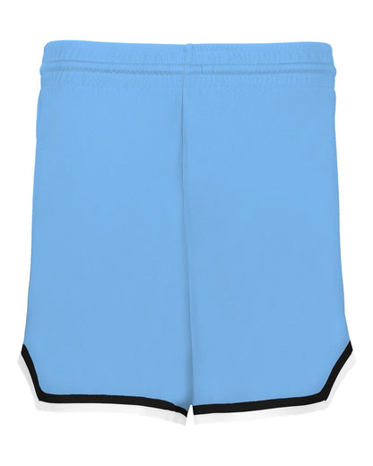 Alleson Athletic Women's Retro Basketball Shorts A56000 #color_Columbia Blue/ Black/ White