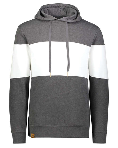 Holloway Men's All-American Fleece Colorblocked Hooded Sweatshirt 229563 #color_Carbon Heather/ White