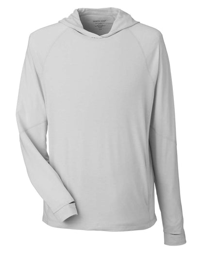 North End Unisex JAQ Stretch Performance Hooded Long Sleeve T-Shirt NE105 #color_Platinum