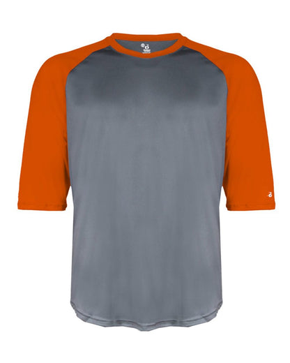 Badger Men's B-Core Three-Quarter Sleeve Baseball T-Shirt 4133 #color_Graphite/ Burnt Orange