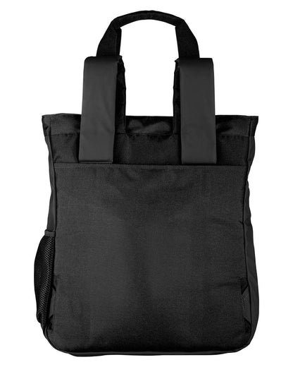 North End Unisex Reflective Convertible Laptop Backpack Tote Bag NE901 #color_Black
