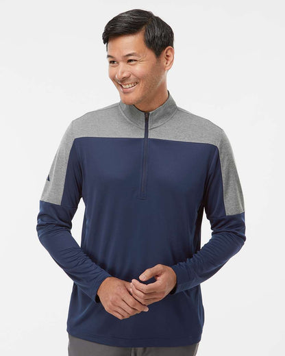 Adidas Men's Ultimate365 Lightweight Colorblocked Quarter-Zip Pullover A552 #colormdl_Collegiate Navy/ Grey Three Melange