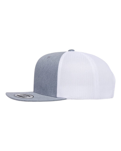 YP Classics Retro High Profile Trucker Cap 6609 #color_Heather Grey/ White