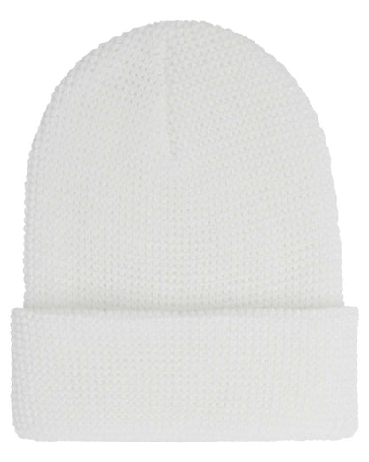 YP Classics Waffle Cuffed Beanie 2501KC #color_White