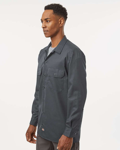 Dickies Men's Tall Long Sleeve Work Shirt 5574T #colormdl_Charcoal