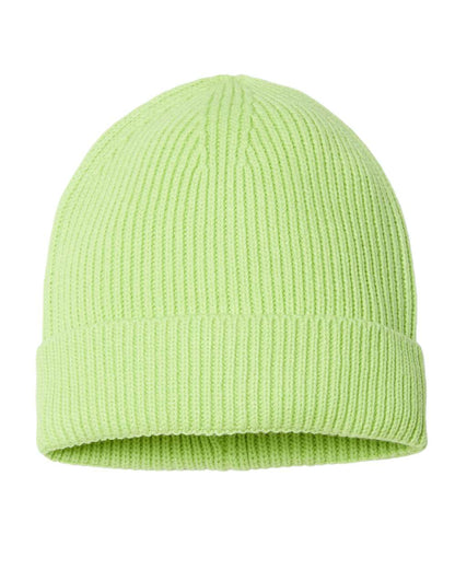 Atlantis Headwear Sustainable Fine Rib Cuffed Beanie ANDY #color_Acid Green