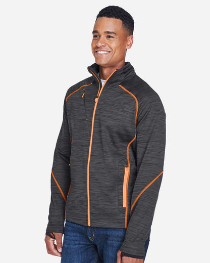 North End Men's Flux Mélange Bonded Fleece Jacket 88697 #colormdl_Carbon/ Orange Soda