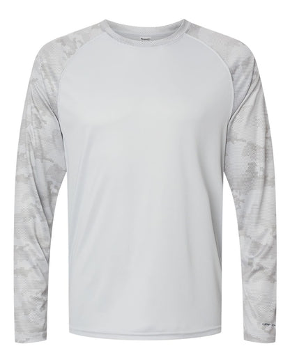 Paragon Unisex Cayman Performance Camo Colorblocked Long Sleeve T-Shirt 216 #color_Aluminum