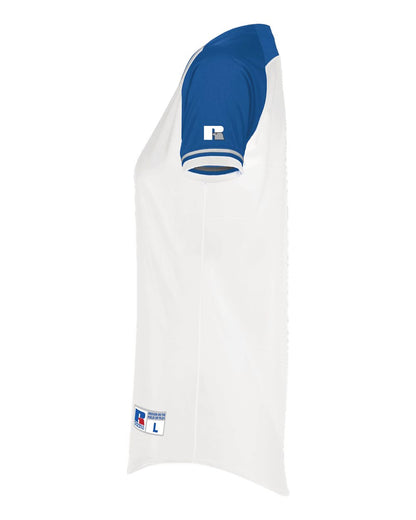 Russell Athletic Women's Classic V-Neck Jersey R01X3X #color_White/ Royal/ White