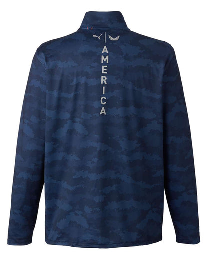 Puma Golf Men's Volition Flanked Quarter-Zip Pullover 599440 #color_Navy Blazer