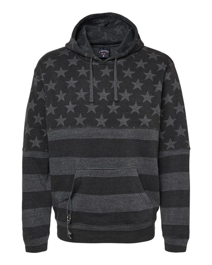 J. America Men's Tailgate Hooded Sweatshirt 8815 #color_Black Stars &amp; Stripes