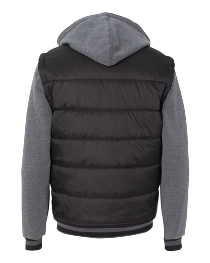 Burnside Men's Nylon Vest with Fleece Sleeves 8701 #color_Black/ Charcoal