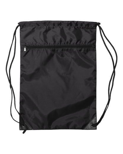 Liberty Bags Zippered Drawstring Backpack 8888 #color_Black