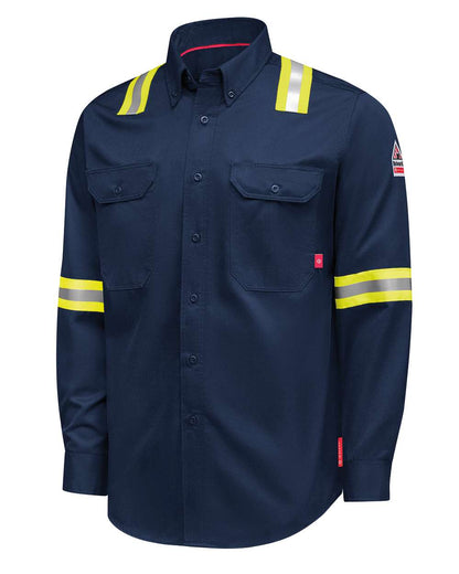 Bulwark Nomex® Comfort Enhanced-Vis Woven Long Sleeve Shirt QS26EVH #color_Navy