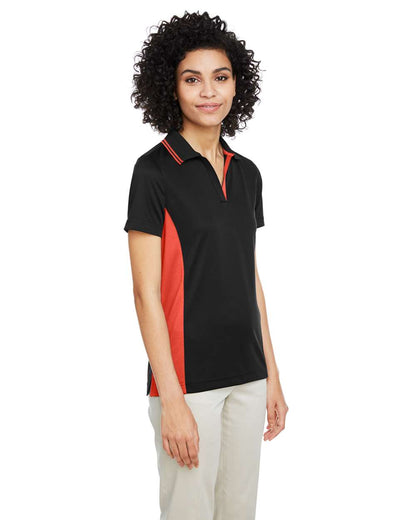 Harriton Women's Flash Snag Protection Plus IL Colorblock Polo M386W #colormdl_Black/ Team Orange