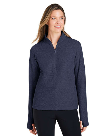 North End Women's Spirit Textured Quarter-Zip Pullover NE725W #colormdl_Classic Navy Heather