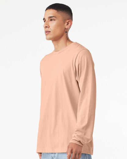 BELLA + CANVAS Heather CVC Long Sleeve Tee 3501CVC #colormdl_Heather Peach