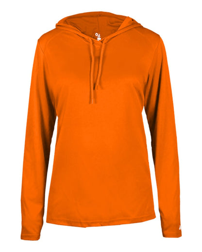 Badger Women's B-Core Long Sleeve Hooded T-Shirt 4165 #color_Burnt Orange