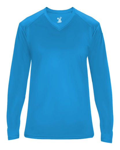 Badger Ultimate SoftLock™ Women's V-Neck Long Sleeve T-Shirt 4064 #color_Electric Blue